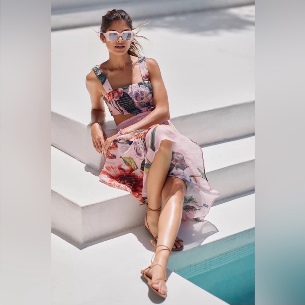 Anthropologie The Piper Floral Cutout Maxi Dress